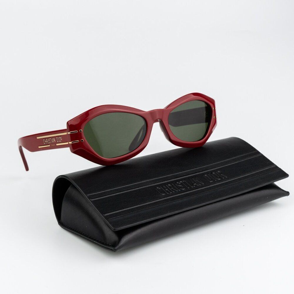 SALE! NEW Dior DIORSIGNATURE B1U 35C0 Shiny Red Green Women Sunglasses - Picture 2 of 12